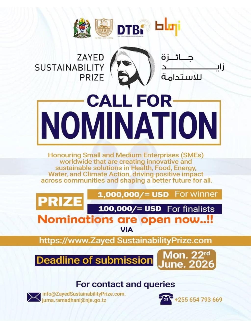 Nominations Open for the 2026 Zayed Sustainability Prize